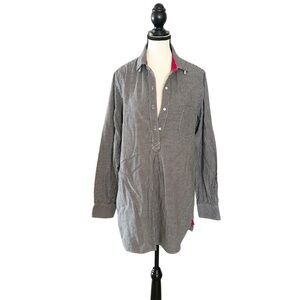 Victoria's Secret Boy Fit Collard Pull On Long Plaid Sleepwear Shirt Mudium